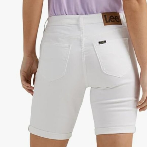 NWT Lee Women's Legendary Rolled Denim Bermuda Short, white, 4 - Picture 3 of 4